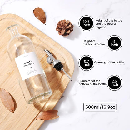 Molimoli - Premium Olive Oil Dispenser Bottles for Kitchen with Pourer - Oil and Vinegar Dispenser Set, Glass Dispenser for Kitchen, Dispenser Bottle of 350ml - Set of 2