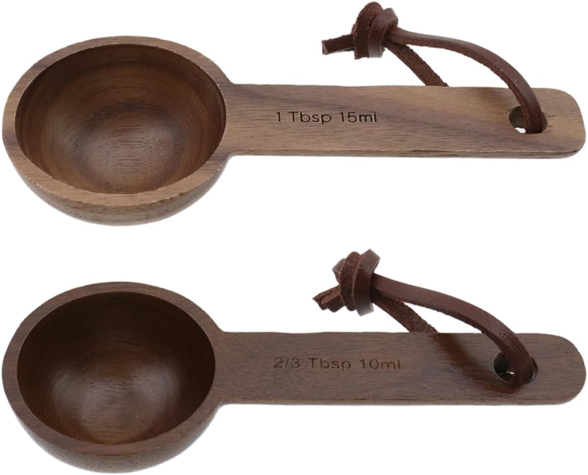30ml Wood Measuring Spoon and Scoop Wooden Tablespoon 30ml Measuring Scoop 2 TBSP Retro Coffee Spoons for Dry Ingredients Ground Tea Spice (Wood Color, 2TBSP)