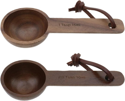 30ml Wood Measuring Spoon and Scoop Wooden Tablespoon 30ml Measuring Scoop 2 TBSP Retro Coffee Spoons for Dry Ingredients Ground Tea Spice (Wood Color, 2TBSP)