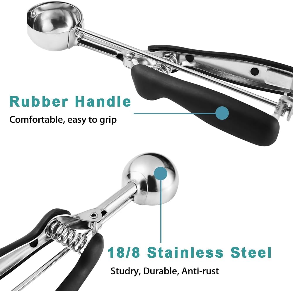 HOMURE H Cookie Scoop 2 Tablespoon, Size #40 Cookie Dough Scoop, 2 Tbsp/ 30 ml/ 1 oz Cookie Scoop for Baking, Mint, Spring-Loaded Scoop, Comfortable Grip