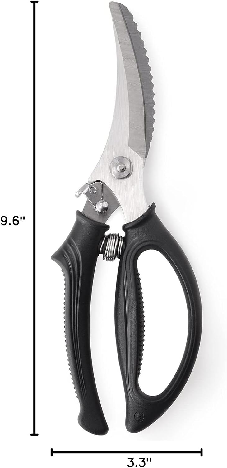 Heavy Duty Poultry Shears - Kitchen Scissors for Cutting Chicken, Poultry, Game, Meat - Chopping Vegetable - Spring Loaded - Red