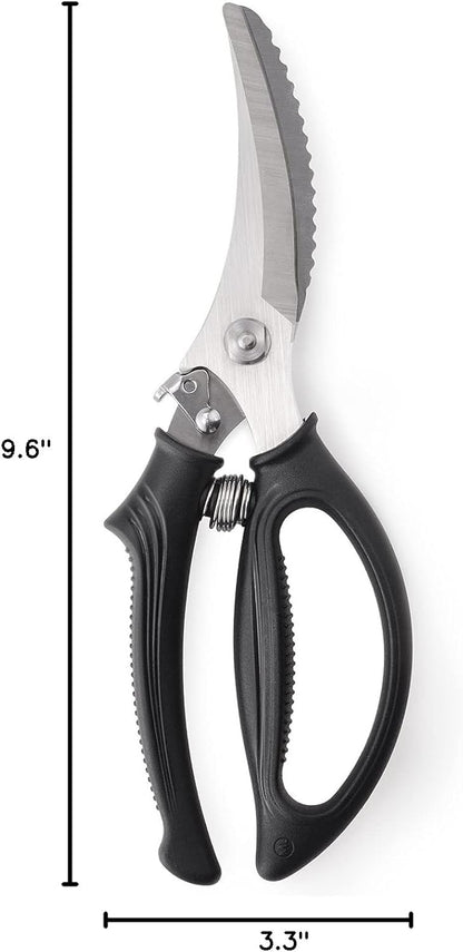 Heavy Duty Poultry Shears - Kitchen Scissors for Cutting Chicken, Poultry, Game, Meat - Chopping Vegetable - Spring Loaded - Red