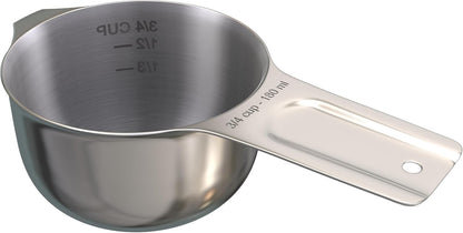 Color Up 2 Cup Measuring Cup, 480ml Stainless Steel Metal, Easy-Pour Spouts, Engraved Markings, Flat Base, Dishwasher Safe, for Dry and Liquid Ingredients