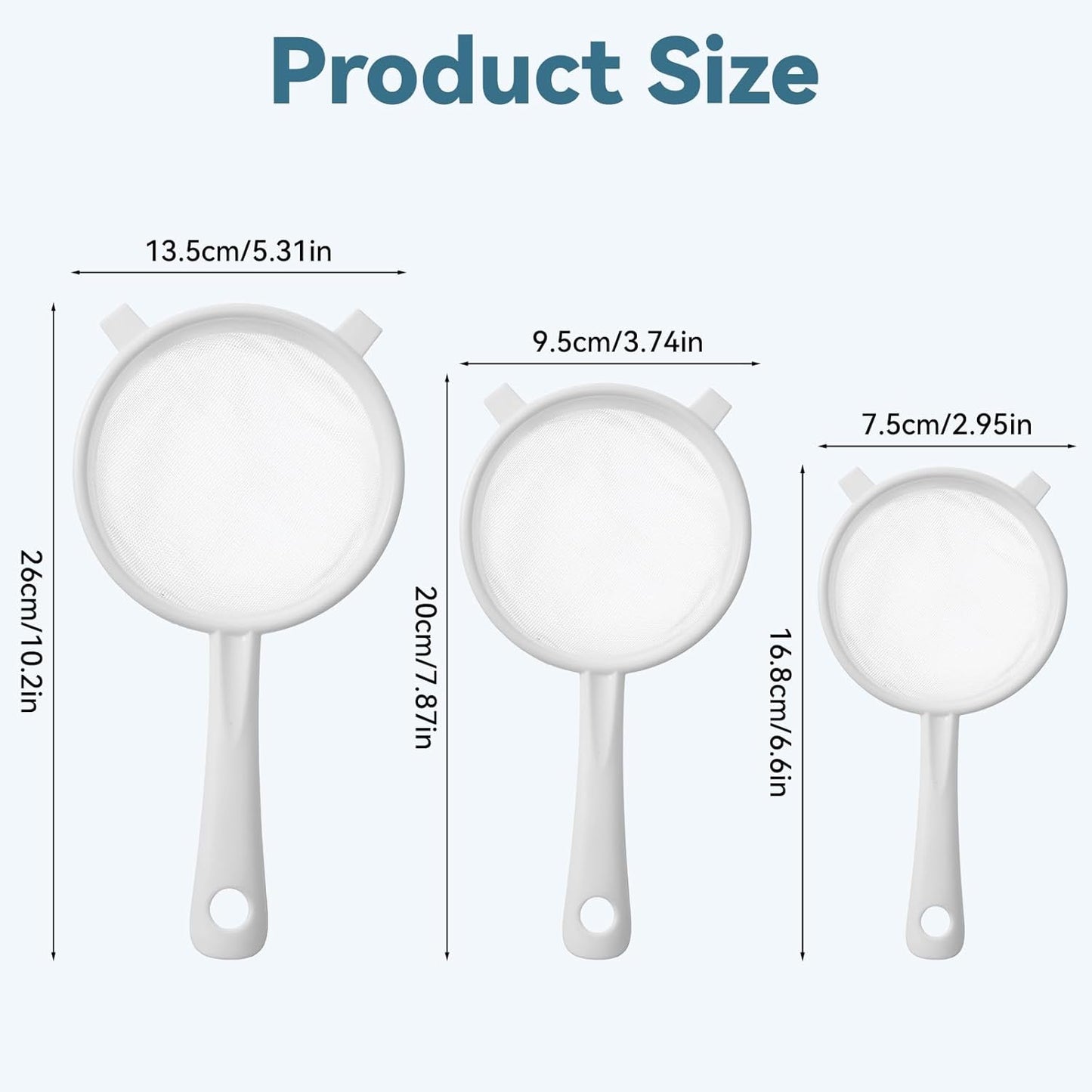 3 PCS Plastic Strainer with Handle Fine Mesh Strainer with Handle Nylon Mesh Strainers Colander Double Ear Fine Food Flour Sifter Food Yogurt Meshes Sieve for Baking Kitchen Colander Sifter Tea Juice