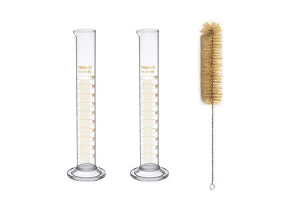 100 mL Glass Graduated Cylinder Measuring Single Metric Scale 2 Pcs with Brush (Pack of 2) … (100ml-2)
