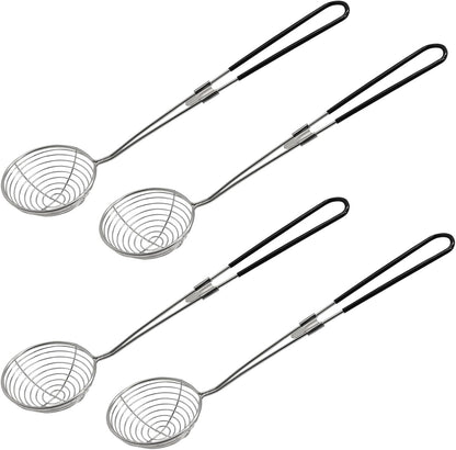 Hordion 4PCS Hot Pot Strainer Scoop, 2.5 Inch Mini Wire Skimmer Stainless Steel Asian Shabu Strainer Spoon Ladle with Handle for Hot Pot Tortellini Meatball
