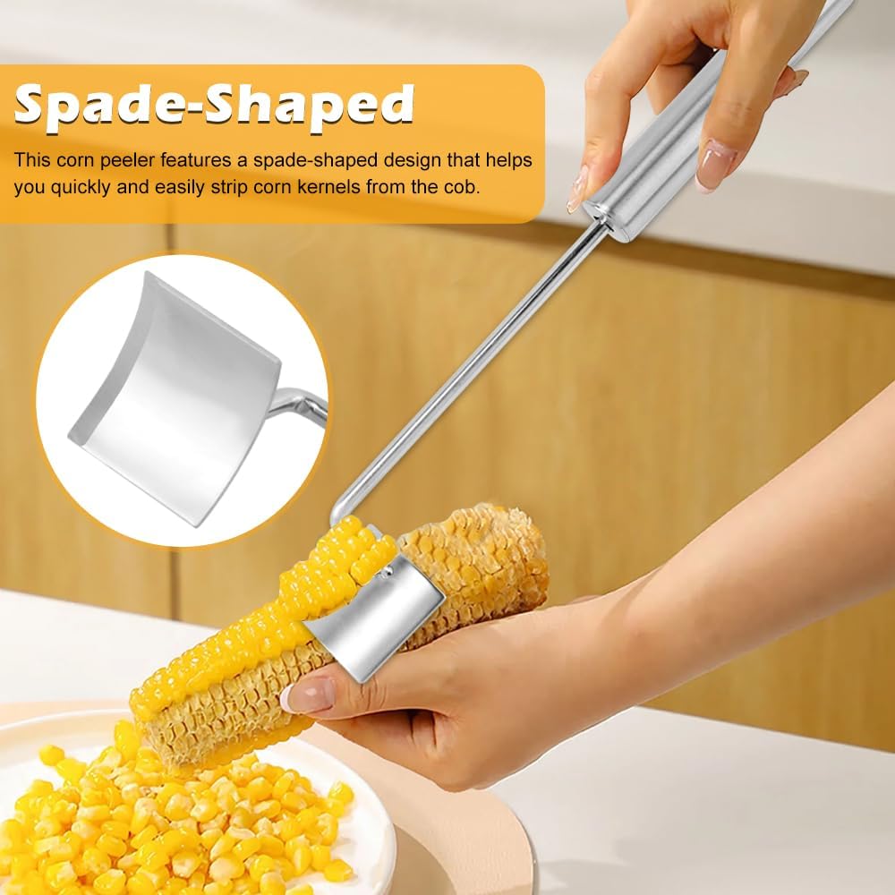 Corn Peeler, Corn Cutter, Corn on the Cob Remover, Easy Clean Corn Cob Peeler, Splitter Tool Corn Peeler Handheld Stainless Steel With Hanging End Spade Shaped For Home Kitchens
