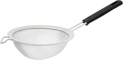 HIC Kitchen Fine Mesh Strainer With Helper Handle, 18/8 Stainless Steel, 6-Inch, For Sifting, Draining, And Straining Pasta, Vegetables, Stocks, And Sauces