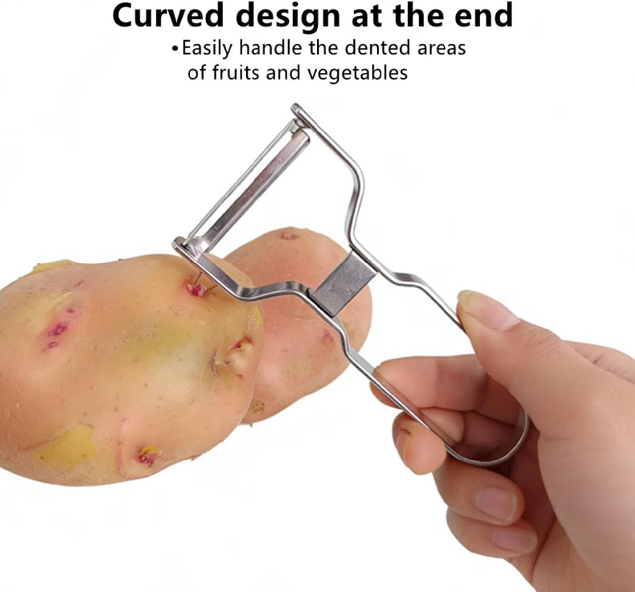 Y Stainless Steel Vegetable Peeler for Kitchen, All Metal Apple Potato Peeler with Eyes Remover, 90° Swivel Sharp Double-Sided Blade, Fruit Carrot Peeler