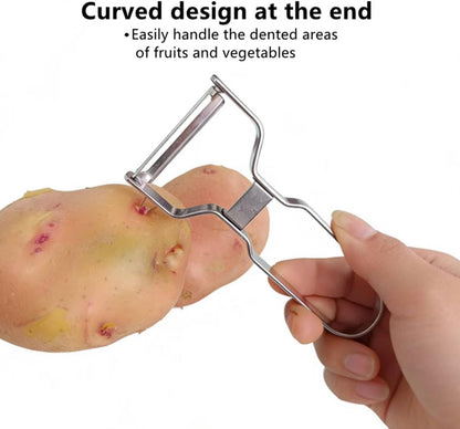 Y Stainless Steel Vegetable Peeler for Kitchen, All Metal Apple Potato Peeler with Eyes Remover, 90° Swivel Sharp Double-Sided Blade, Fruit Carrot Peeler