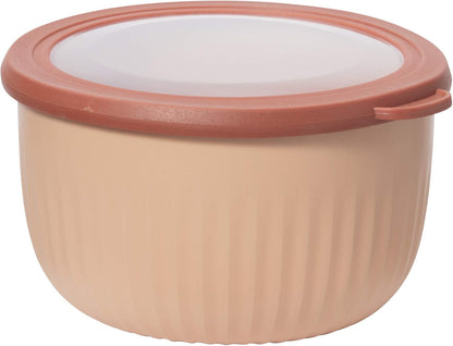 Oggi Prep, Store & Serve Plastic Bowl w/See-Thru Lid- Dishwasher, Microwave & Freezer Safe, (4 qt) White/Aqua