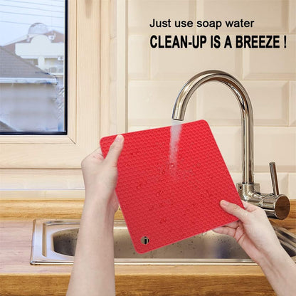 Walfos Silicone Trivet Mats - 4 Heat Resistant Pot Holders, Multipurpose Non-Slip Hot Pads for Kitchen Potholders, Hot Dishers, Jar Opener, Spoon Holder, Food Grade Silicone & BPA Free (Black)