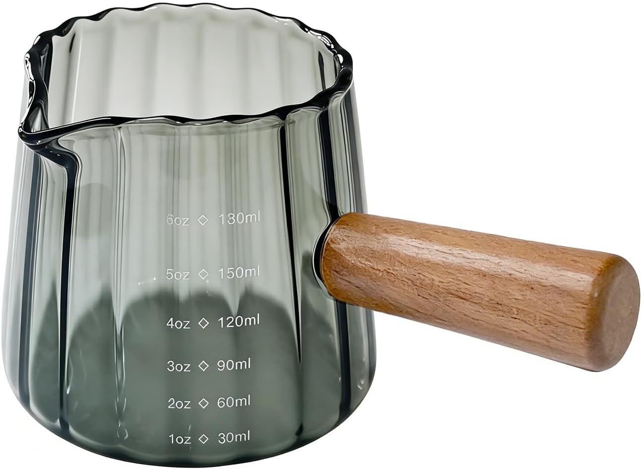 Espresso Measuring Cup with Handle, Espresso Pouring Cup, Espresso Shot Cup, 3oz Glass Measuring Cup For Coffee, Milk, Tea, Baking and Cooking (Clear 90ml)