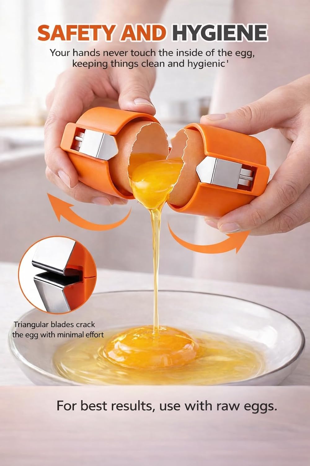 3 PCs Egg Shell Opener Egg Separator for Raw Eggs, Upgraded Stainless Steel Egg Cutter Egg Cracker Tool for Raw Eggs,Quickly Cutting Off raw Eggs for Home Kitchen Use