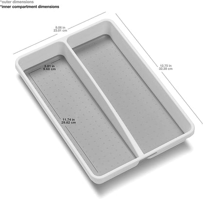 madesmart Premium Small Utensil Tray, Deep Storage for Ladles, Whisks & Serving Tools, Non Slip Lining, for Drawers & Home Organization, White