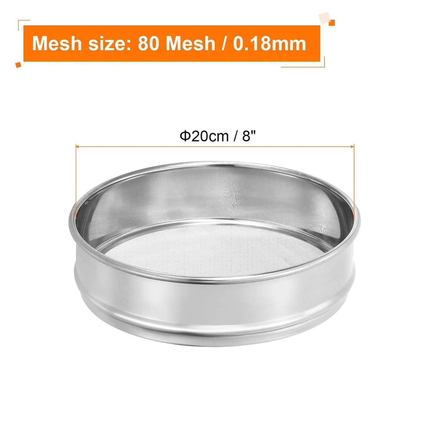 PATIKIL 10 Mesh Lab Sieve, 8" Diameter Test Sieve 304 Stainless Steel Wire Cloth (2mm) for Industrial Laboratory