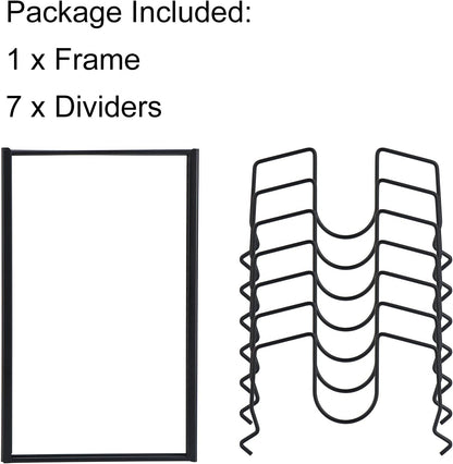 Toplife Pot Lids Organizer Rack for Cabinet and Countertop, 7+ Pan Lids and Bakeware Organizer Rack Holder with 7 Adjustable Compartments - Brown