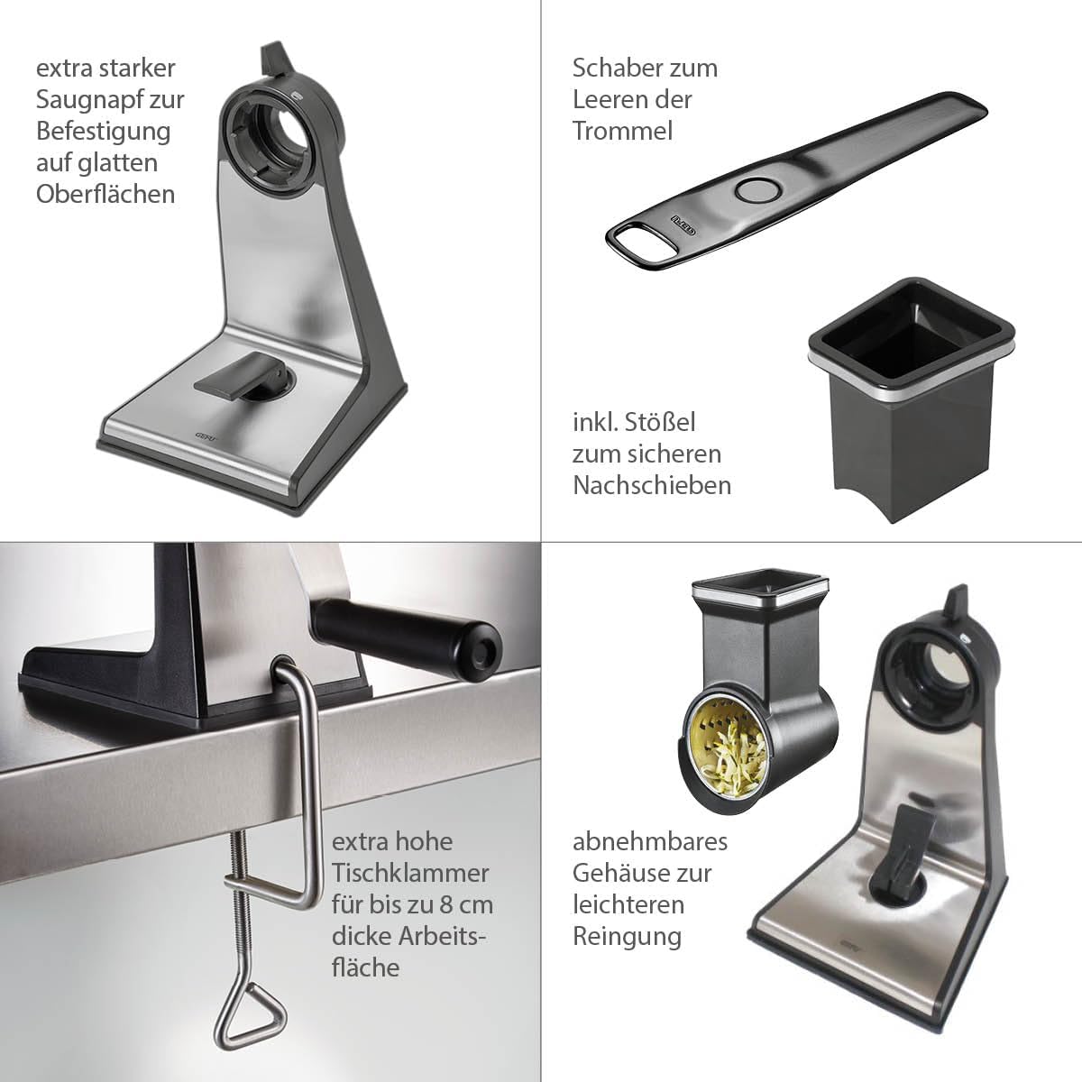 GEFU Rotary Grater TRANSFORMA 3 Drums