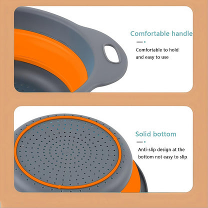 Silicone Colander Collapsible Strainers Set for Kitchen- 2 Pack (5Qt) -Over Home Draining Basket, Food Vegetables & Fruits-Dishwasher Safe, Space Saving Design (Greeen)