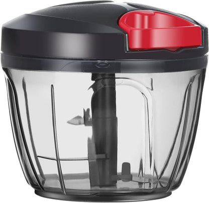 Ourokhome Manual Food Processor Vegetable Chopper, Portable Hand Pull String Garlic Mincer Onion Cutter for Veggies, Ginger, Fruits, Nuts, Herbs, etc., 500ml, Deep Blue