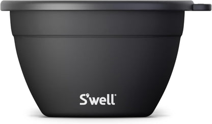S’well Stainless Steel 64oz Salad Bowl Kit, Teakwood Finish, Includes 2oz Condiment Container and Removable Tray, Leak-Proof and Easy to Clean, Dishwasher Safe
