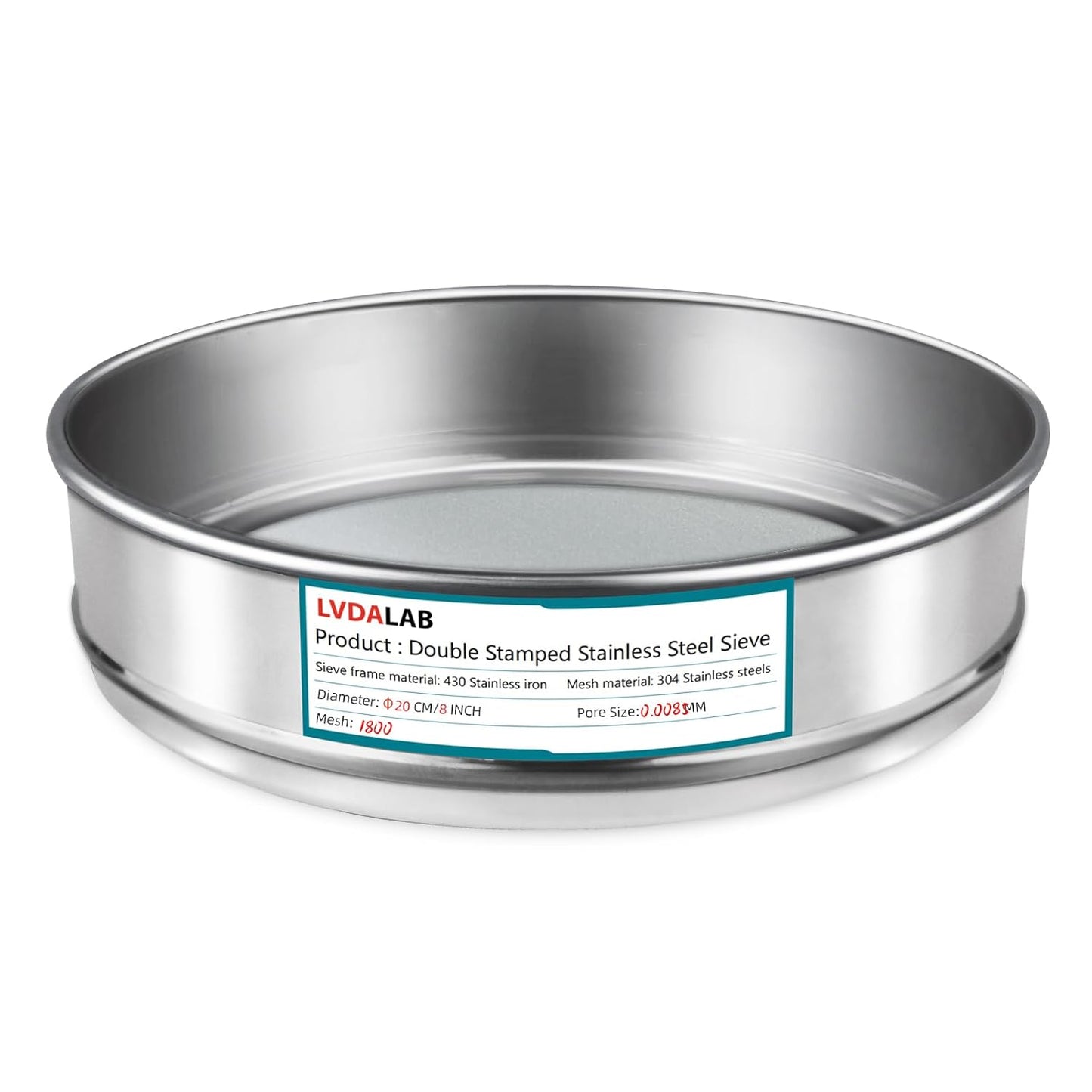 304 Stainless Steel Mesh Lab Sieve, 80 Mesh (0.2mm) Aperture Test Sieve, 7.9Inch(20cm) Diameter Economy Standard Analysis Sample Test Sieves for Industrial Laboratory Homes - Colors A