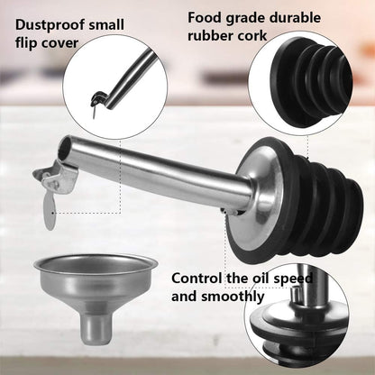 WERTIOO Olive Oil Dispenser Bottle,4Pack 17 OZ Glass Oil Dispenser for Kitchen with 4 Pourer,2 Stainless Steel Funnel & 1 Pen and 8 Label for Kitchen (500ml)