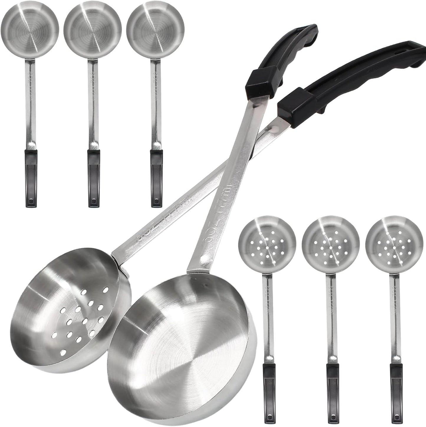 8PCS 2oz Portion Control Serving Spoons,Bariatric Serving Utensils Ideal Weight Watchers,Slotted and Unslotted Scoops,Heavy Duty Stainless Steel Utensils for Restaurants/Weight Loss(Red)