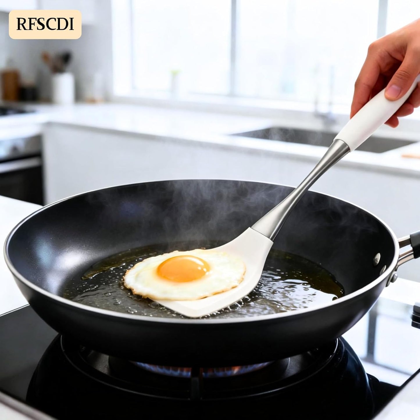 Elegant White Gold Silicone Cooking Utensils Set - Non-Toxic, Dishwasher Safe Kitchen Utensils Set with Heat Resistant Comfort Handles - Includes Spatula & Spoon for Nonstick Cookware