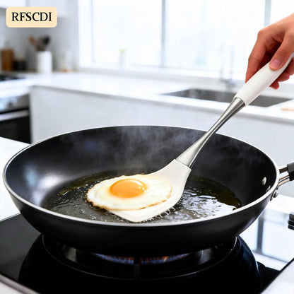 Elegant White Gold Silicone Cooking Utensils Set - Non-Toxic, Dishwasher Safe Kitchen Utensils Set with Heat Resistant Comfort Handles - Includes Spatula & Spoon for Nonstick Cookware