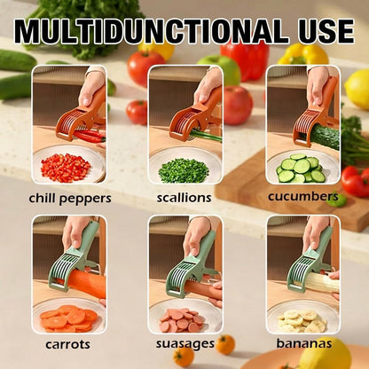 2 Pcs Multifunctional Fruit and Vegetable Slicer with 2 Portable Hooks, 2026 Upgraded Food Manual Slicer, Ideal for Banana, Sausages, Cucumbers, Strawberries, Essential Stuff for Kitchen or Camping