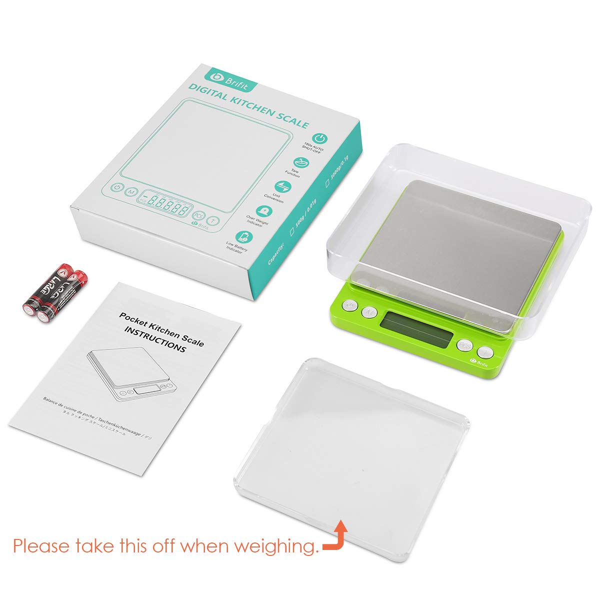 (Upgraded) AMIR Digital Kitchen Scale, 500g Mini Pocket Jewelry Scale, Food Scale, Coffee Scale, Back-Lit LCD Display, 2 Trays, 6 Units, Auto Off, Tare, PCS, Stainless Steel (Batteries Included)