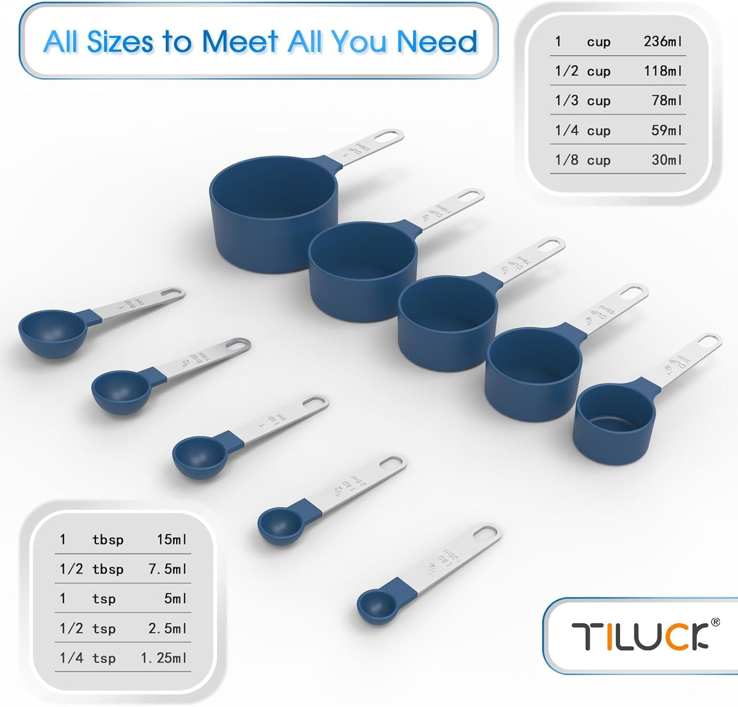 TILUCK Measuring Cups & Spoons Set, Stackable Cups and Spoons, Nesting Measure Cups with Stainless Steel Handle, Kitchen Gadgets for Cooking & Baking (Green)