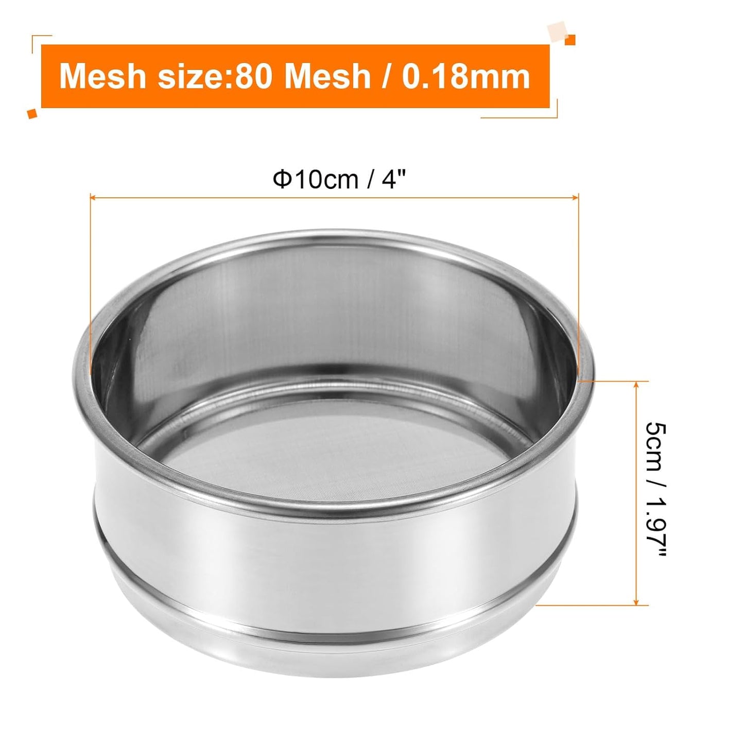 PATIKIL 150 Mesh Lab Sieve, 4" Diameter Test Sieve 304 Stainless Steel Wire Cloth (0.1mm) for Industrial Laboratory