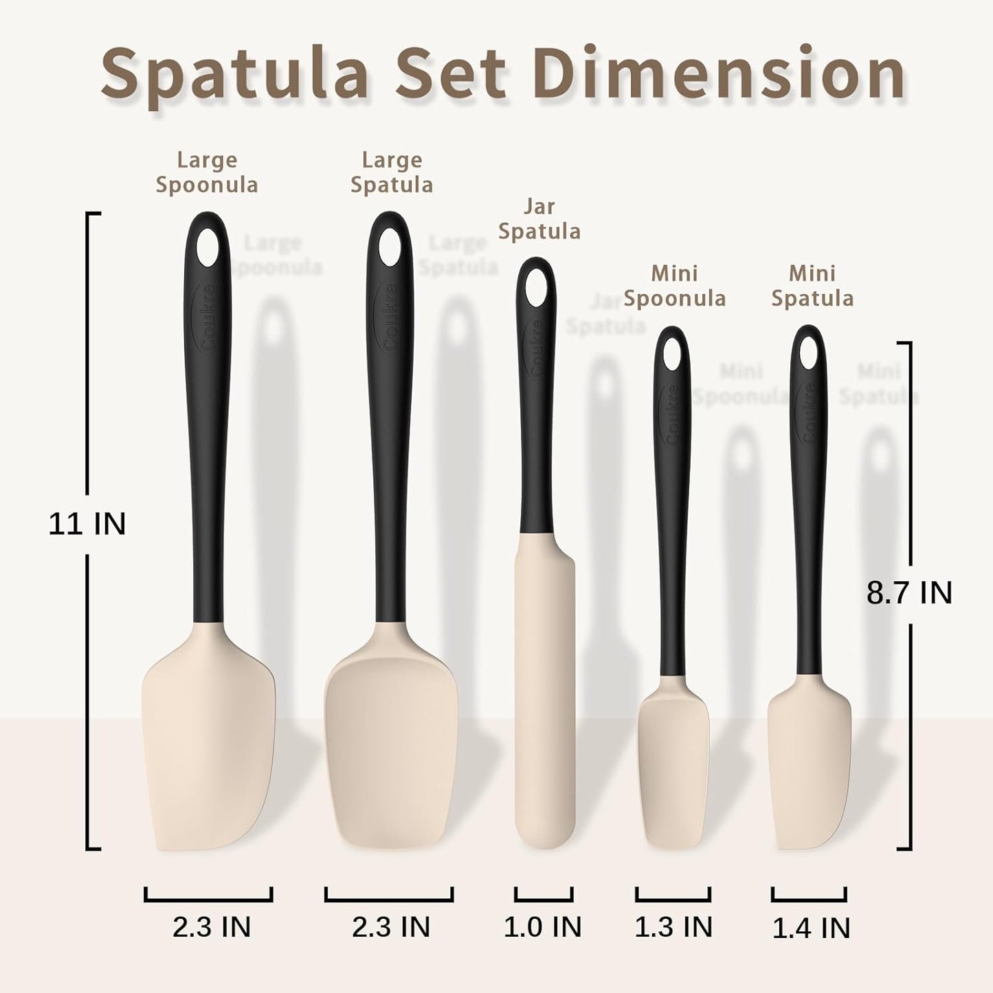 Coukre Silicone Spatula Set of 5,High Temperature Resistant, Food Grade Silicone, Dishwasher Safe, for Baking, Cooking (Aqua Green)