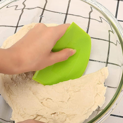 Suanyok Bench Scraper-Stainless Steel Dough Scraper and Flexible Plastic Bowl Scraper 4-Piece Set-Bread/Pastry/Pizza Cutter, Multifunctional 2-in-1 Baking Tools With Measurement Marks