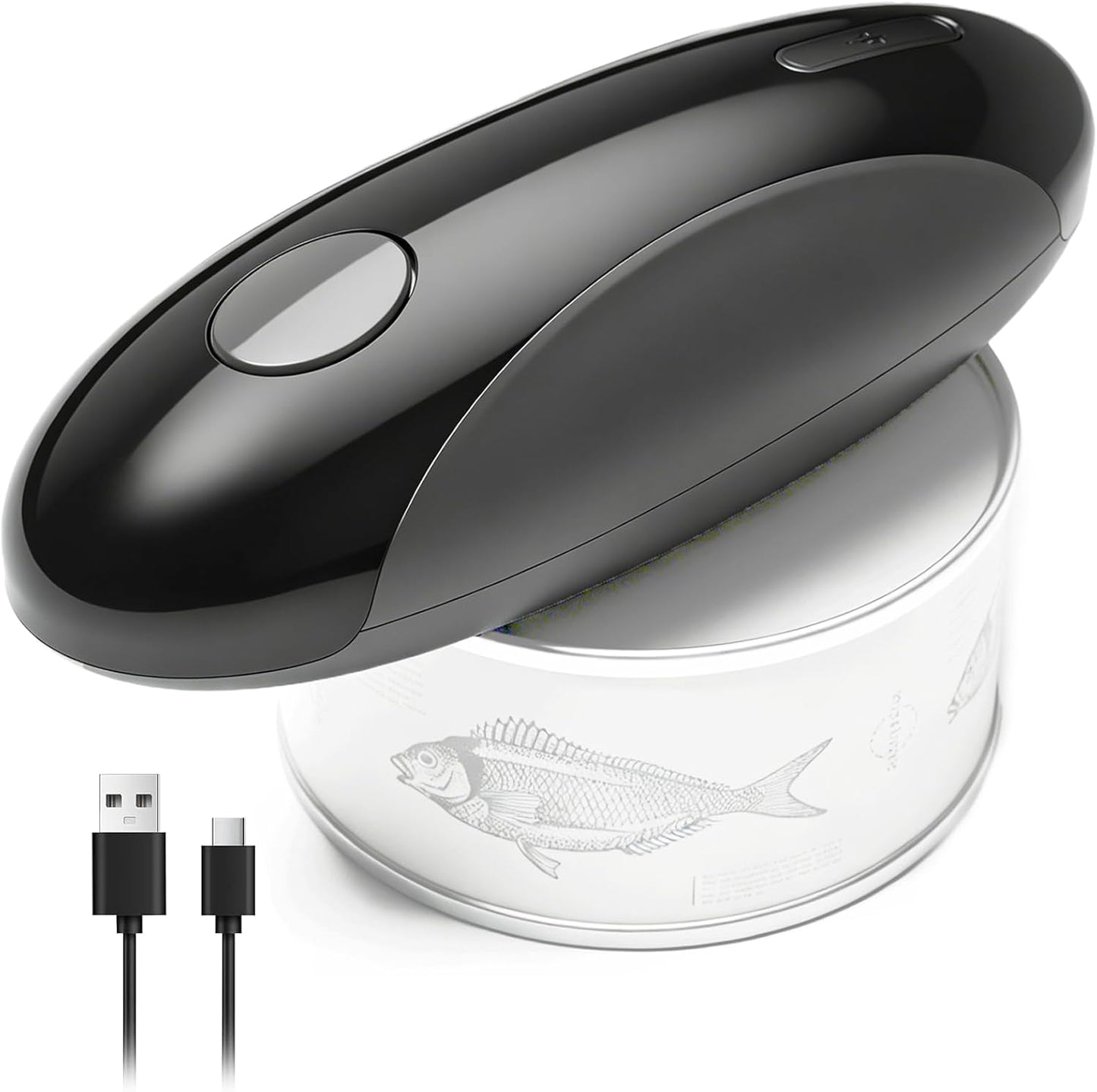 Rechargeable Electric Can Opener for Seniors with Arthritis, Handsfree Automatic Can Opener Electric with Smooth Edge, Magnet Lid Lifter, Fits Almost Can Sizes, Can Opener for Kitchen (Black & Grey)