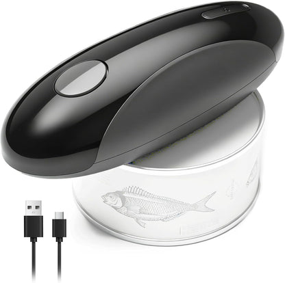 Rechargeable Electric Can Opener for Seniors with Arthritis, Handsfree Automatic Can Opener Electric with Smooth Edge, Magnet Lid Lifter, Fits Almost Can Sizes, Can Opener for Kitchen (Black & Grey)