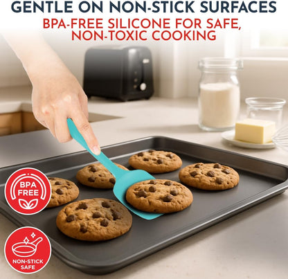 4-Piece Silicone Baking Spatula Set - Rubber Spatulas Silicone Heat Resistant, BPA-Free - Spatula Set for Nonstick Cookware - Baking Essentials