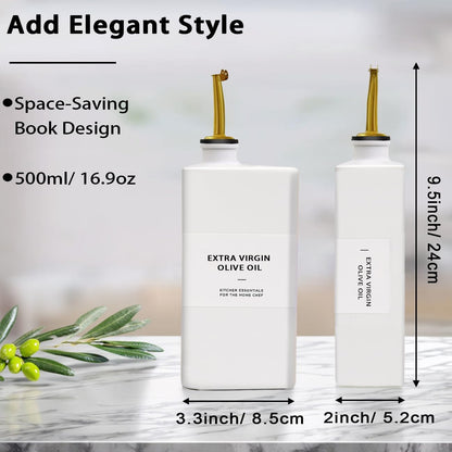 Olive Oil Dispenser Bottle for Kitchen 16.9oz, UV-Blocking Oil and Vinegar Dispenser Set, Soy Sauce Dispenser, Space Saving Design for Countertop (Green, 2pcs)