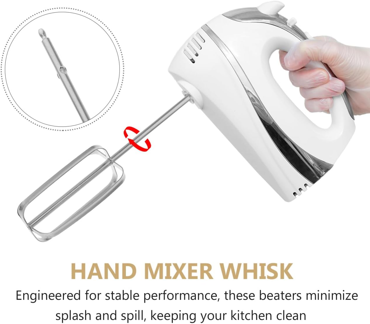 PRETYZOOM Hand Mixer Attachments 2-Pack Replacement Beaters for Electric Whisk and Drill Mixers Stainless Steel 8.38X1.77X1.77In Efficient Egg Whisking and Dough Mixing Kitchen Tool