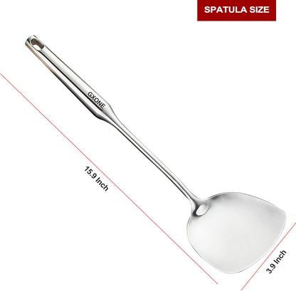 Slotted Spoon,304 Stainless Steel Skimmer Spoon with Heat Resistant Wooden Handle,Silver/15.8Inch