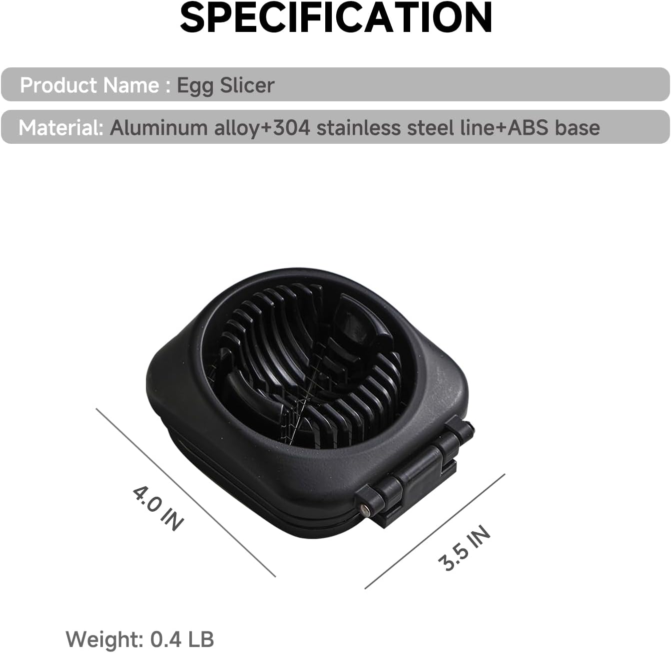Double Cutter Egg Slicer for Hard Boiled Eggs, Heavy Duty Metal Stainless Steel Aluminum Alloy Egg Cutter for Egg Strawberry Mushroom Hot Dog Soft Fruit Kitchen Tool (Black)