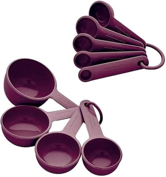 KitchenAid Universal Easy To Read Measuring Cup and Spoon Set with Soft Grip Handle for Maximum Control, Hang Hole and Nesting For Easy Storage, Dishwasher Safe, 9 Piece, Pistachio