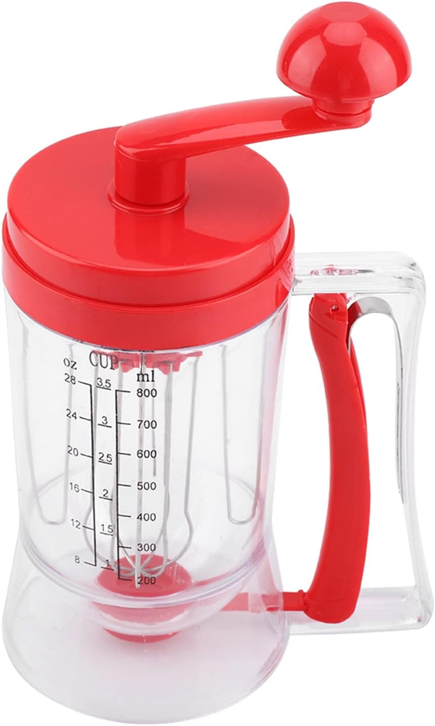 Pancake Batter Mixer and Dispenser, Hand Held Manual Pancake Cupcake Batter Mixer Dispenser Blender Machine Baking Tool for Making Cakes Waffles Betters