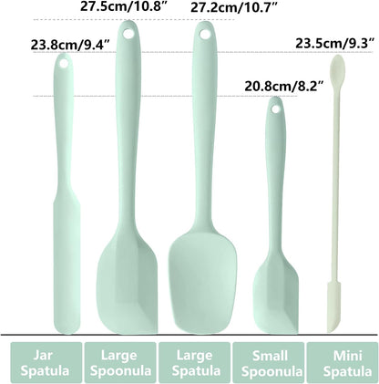 5 Piece Pink Silicone Spatula Set, Heat Resistant Rubber Spatulas Set, Silicone Kitchen Utensils Set Dishwasher Safe for Nonstick Cookware Baking Cooking