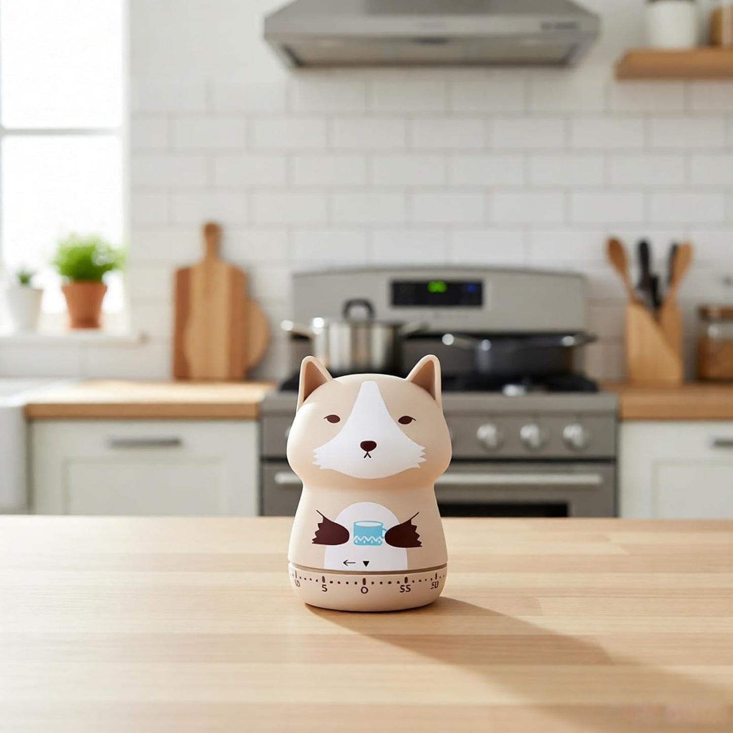 Mechanical Kitchen Timer,Cute,Novelty,60 Minutes Manual Countdown,Kitchen Classroom Learning Cooking (Orange Fox)