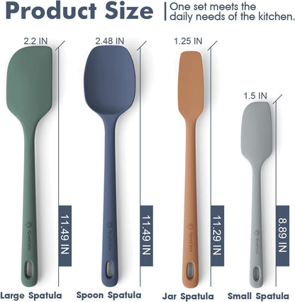 ChefAide 5 Pieces Silicone Spatula Set, Food Grade Rubber Spatula, Upgrade Strong Handle with Ergonomic Grip, Heat Resistant Up to 600°F for Nonstick Cookware, Cooking
