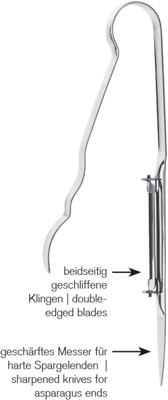 Westmark Monopol Stainless Steel Swivel Vegetable Peeler - Tong Construction With Sharpened Knife, Stainless Steel,17.5 x 5.1 x 1.5 cm,60715560