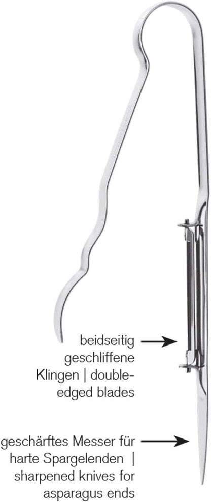 Westmark Monopol Stainless Steel Swivel Vegetable Peeler - Tong Construction With Sharpened Knife, Stainless Steel,17.5 x 5.1 x 1.5 cm,60715560